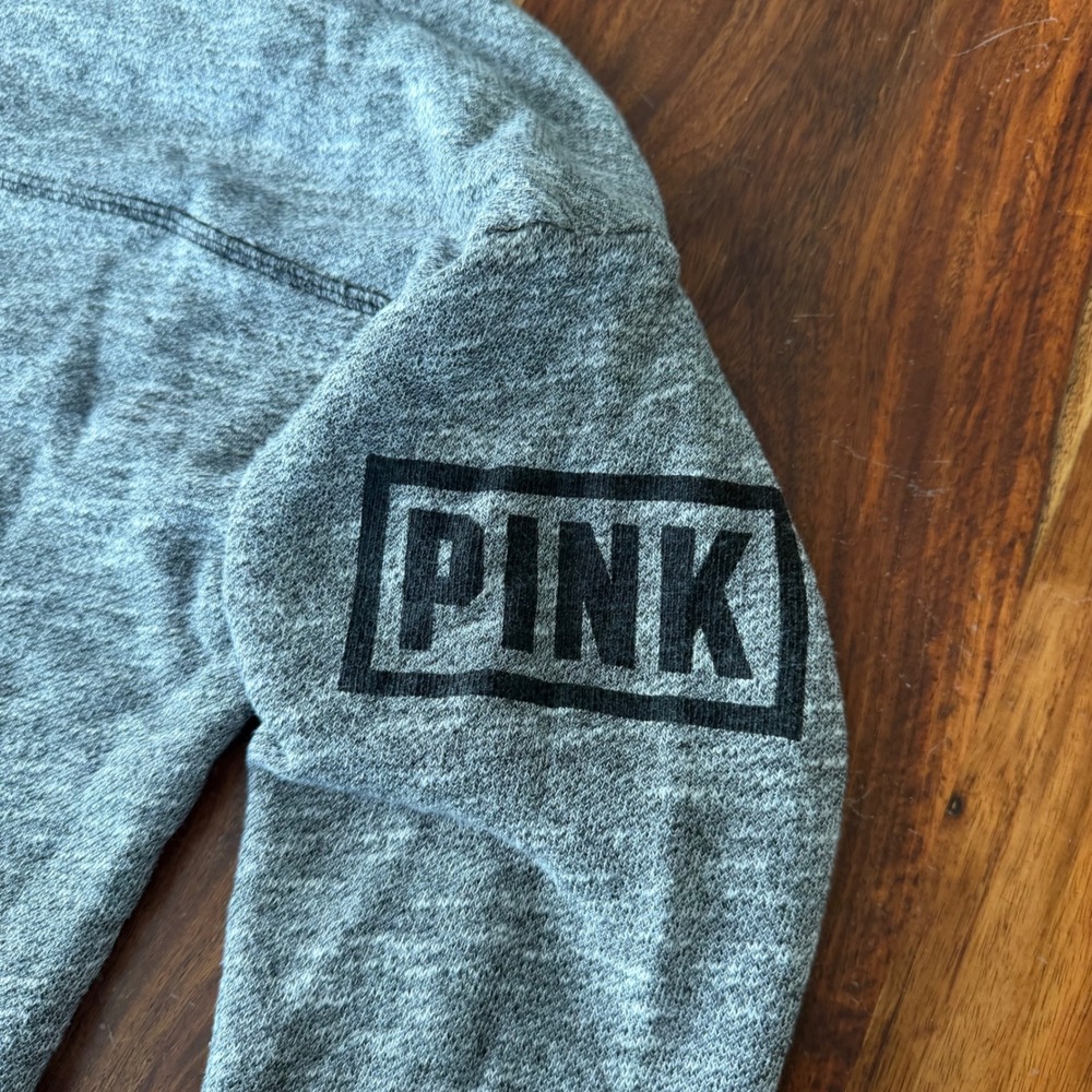 PINK Victoria's Secret Grey Funnel Neck Sweatshirt cowl neck hoodie - Picture 8 of 8